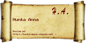 Hunka Anna névjegykártya